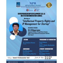 Workshop on Intellectual Property Rights and IP Management for Startup Workshop on Intellectual Property Rights and IP Management for Startup