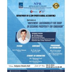 Guest Lecture on Investment: Sustainability for Today or Securing Prosperity for Tomorrow Guest Lecture on Investment: Sustainability for Today or Securing Prosperity for Tomorrow