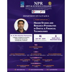Guest Lecture on Higher Studies and Research Possibilities in Digital & Financial Technologies Guest Lecture on Higher Studies and Research Possibilities in Digital & Financial Technologies
